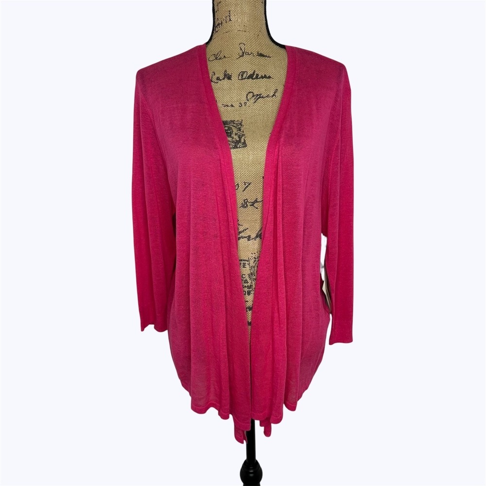 Chicos Yelena Convertible Cardigan Sweater Hot Pink NWT Open Tie Layer Sz 3 (XL)